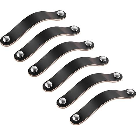 8 Pièces Poignées Cuir Noir Poignées D'armoire en Cuir 96 mm, Poignées de Tiroir, Poignées de Placard Poignées Cuir pour Armoire Tiroir Meuble (1/5)