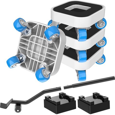 Ruedas Mover Muebles avec roulettes Pivotantes à 360 DegréS (1.25in) 4 Roulettes Pour Meubles et 1 Pied-de-biche Kit de Levage de Meubles pour CanapéS Tables Charge Maximale 450kg (1/5)