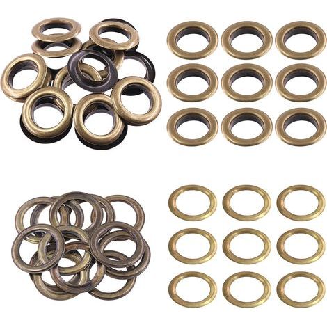 100 Pièces - Œillets Métalliques - Rondelles Acier - Kit Réparation Toile Cuir Rideaux Bricolage Bronze 25 mm (1/5)