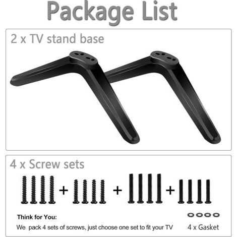 Universal TV stand for TCL TVs, TV mount with screws and non-slip ABS pads, compatible with most 32- to 55-inch TVs, including screw accessories