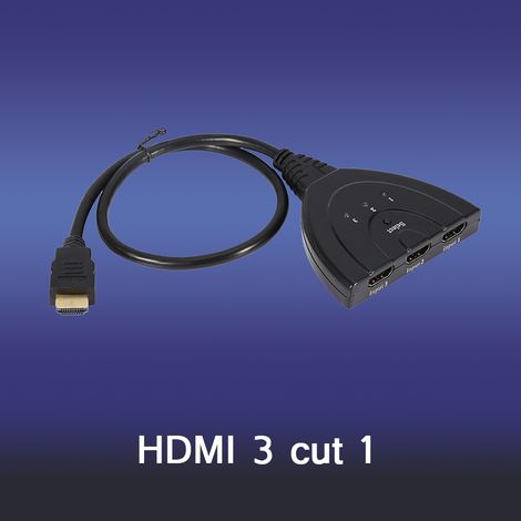 Hub HDMI noir à 3 ports avec commutation automatique pour écrans multiples et adaptateur TV HD 1080p
