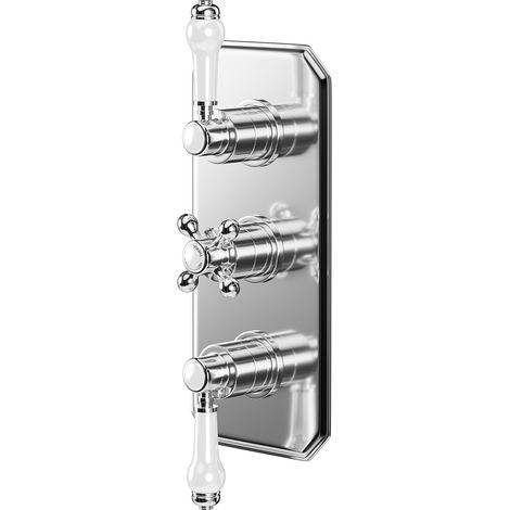 Windsor Traditional Polished Chrome Concealed Triple Thermostatic Shower Valve - 2 Outlet (1/5)