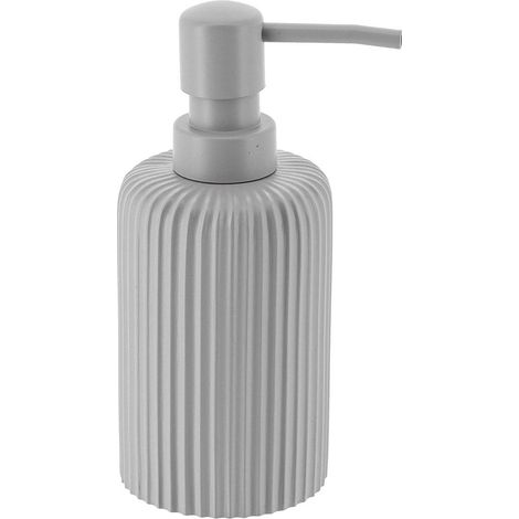 Dispenser di sapone arrotondato in poliresina a strisce 230 ml - grigio chiaro - Tendance