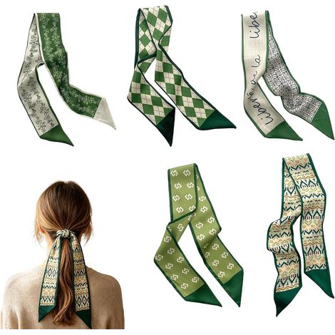 Haar-Tuch-Band - 5er Set Retro Atmungsaktive Lange Stirnbänder Haarschmuck für Damen in der Größe 90 x 6 cm Haarband-Schal für Damen Für, Reisen, Partys, Bankette, Haarstyling, Zöpfe, Sowie Flech (1/5)