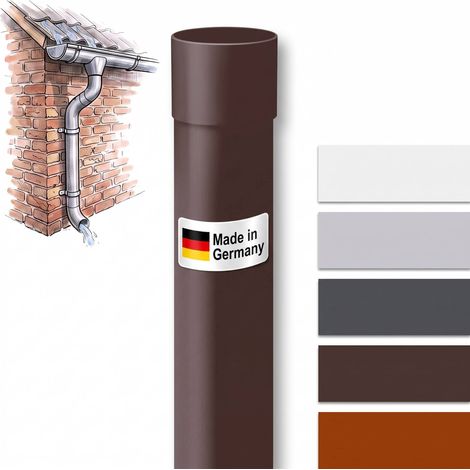 INEFA Fallrohr 100 cm, PVC Regenrohr Dachrinnenzubehör,einfache Steckmontage, Made in Germany - DN50 / 50mm, 1 Stück,Dunkelbraun