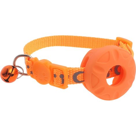 Collier Pour Chat - Réfléchissant - Avec Support AirTag - Boucle De Sécurité À Libération Rapide - Réglable 20 à 33 cm - Largeur 1 cm - Orange (1/5)
