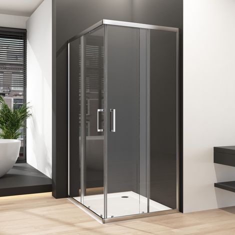 Duschkabine 80x100 cm Schiebetür Eckeinstieg, Duschkabine 100x80 cm Eckeinstieg Duschabtrennung mit 6mm ESG Sicherheitsglas Glas Duschwand Höhe: 185cm