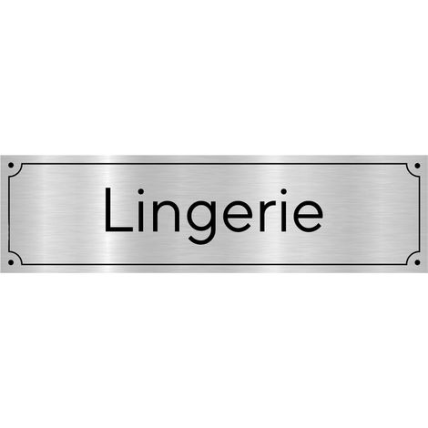 Plaque de porte gravée pour Lingerie en pvc aspect argent brossé ou or brossé .- Plaque aluminium brossé - (1/5)