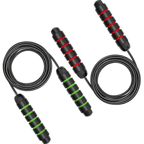 Cordes à sauter de fitness, corde de vitesse avec poignées antidérapantes en mousse à mémoire de forme, pour adultes et enfants, lot de 2 (1/4)
