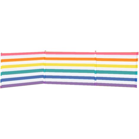 Windschutz 4 Stangen Stahl Polyester Streifen 360X80 cm Strand, Pool, Garten, Camping