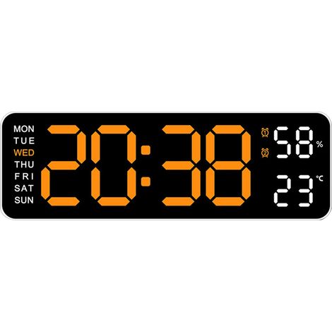 Horloge Électronique - Affichage LED Grand Format - Réveil Numérique Rectangulaire - Montage Murale ou Sur Pied - 1 Pièce (1/5)