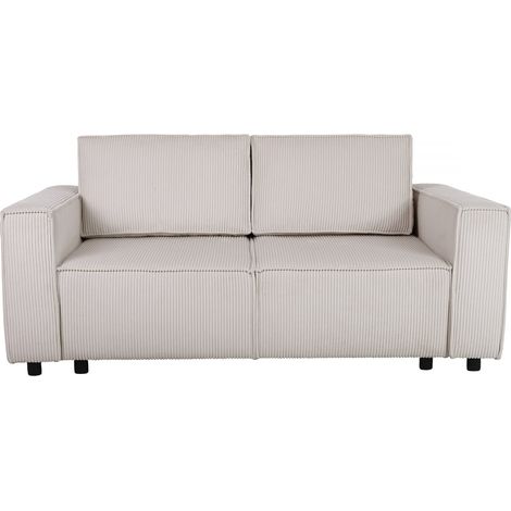 Sofá convertible recto en pana "Montaigne S" - 3 plazas - Beige (1/5)