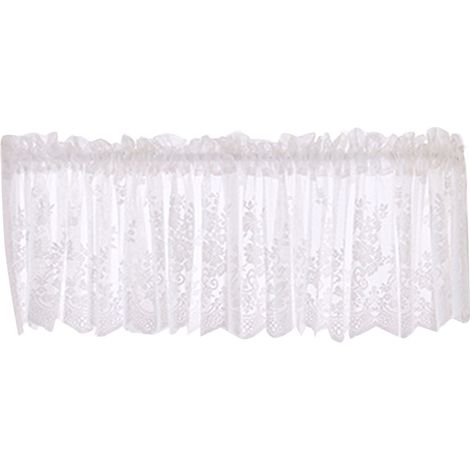 Cantonnières en dentelle blanche semi-transparentes à broderies florales pour cuisine, salle de bain, salon (1/5)