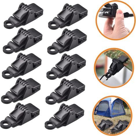 Paquet de 10 Clips d'accessoires d'équipement assortis, Clips de tente en plastique pour auvent de bâche de Camping en plein air, (8.63.12.8 cm) (1/5)