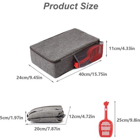 Bac à litière pliable pour chat - Toilette de voyage imperméable et portable pour chatons et chats avec pelle