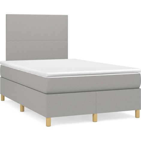 Sommier à lattes de lit matelas LED gris clair 120x190 tissu (1/5)