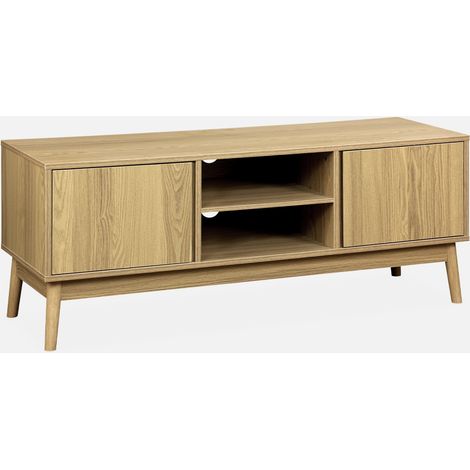 Mueble TV de efecto madera con 2 puertas, 120cm (1/5)