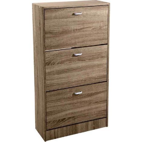 Kaela - Scarpiera 3 Ante Salvaspazio Slim Porta Scarpe Ingresso Noce 115x63x24cm 827631 - (1/4)