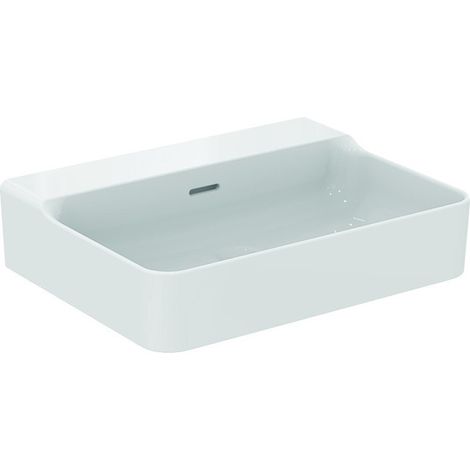 Lavabo CONCA 600x450x165mm, lijado blanco con IdealPlus sin orificio para grifería, con rebosadero IDEAL STANDARD