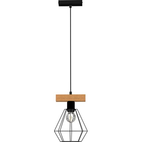 Lampada a sospensione Vastra nera legno E27 Luminex