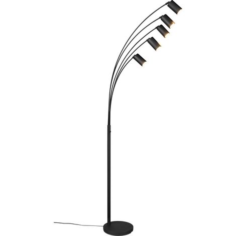 Lampada da terra 5 luci, metallo, nero opaco, H 200 cm, Marley (1/5)