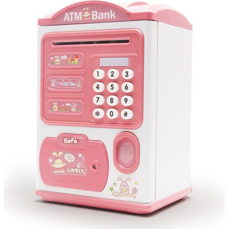 Tirelire électronique pour enfants et filles – Tresor avec 4 mots de passe et lumière, grande tirelire pour pièces de monnaie et billets, banque numérique ATM avec autocollants uniques