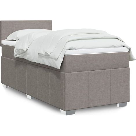 Boxspringbett mit Matratze Taupe 100x200 cm Stoff
