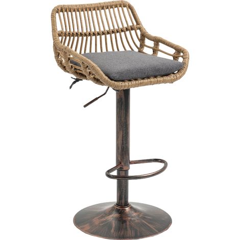 Set mit 2 drehbaren und höhenverstellbaren Barhockern aus Rattan und Metall, grau (1/5)