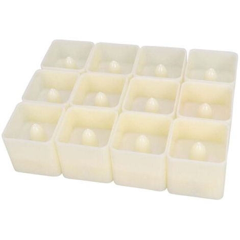 12 bougies carrées à effet miroir, bougies LED électroniques sans flamme, décorations de fête, maison, bars, cafés - Paillettes jaunes (blanches)