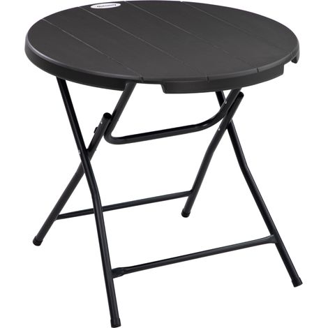 Tavolo da giardino rotondo pieghevole per 4 persone Ø80 cm effetto legno grigio scuro HOMVRA (1/5)