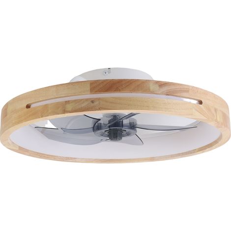 Ventilateur de plafond LED avec lumière, télécommande et minuterie, 6 vitesses, variation d’intensité continue, modèle encastré pour salon et chambre (1/5)