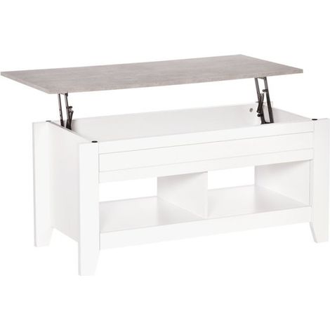 Table basse relevable ULYSSE blanc et aspect marbre (1/5)