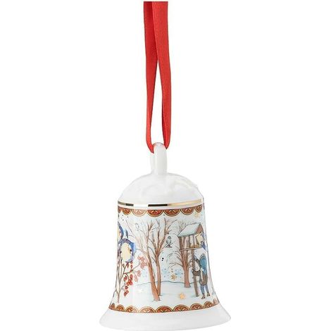 Hutschenreuther - Campana natalizia,collezione 2021, dimensioni: 7 cm, in porcellana, multicolore, Natale (1/3)