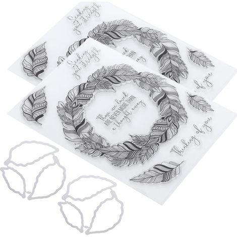 2 Sets Feather Clear Stamp Transparent DIY Hand‑Made Notebook Decoration Accessories (1/5)