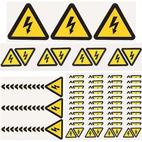 Lot de 24 autocollants d'avertissement adhésifs : danger de chocs électriques (1/5)