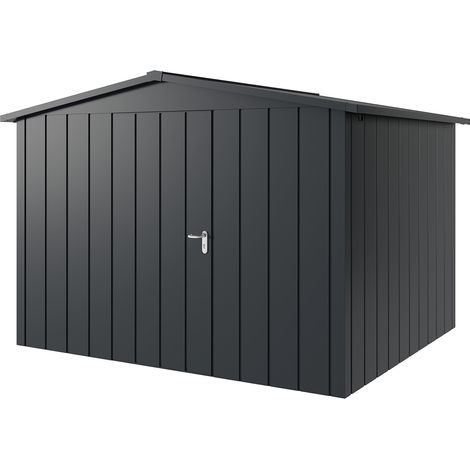 Hörmann Metall-Gerätehaus "Juno" mit Satteldach, JSD13 - Modern, 310 x 262 cm (B x T), anthrazit, 1-flüglige Tür, Anschlag links (1/5)