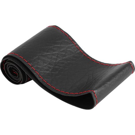 Volant Housse Cuir Grain Éléphant Couture DIY avec Aiguilles Fil Accessoire Intérieur Auto Noir Rouge (1/3)