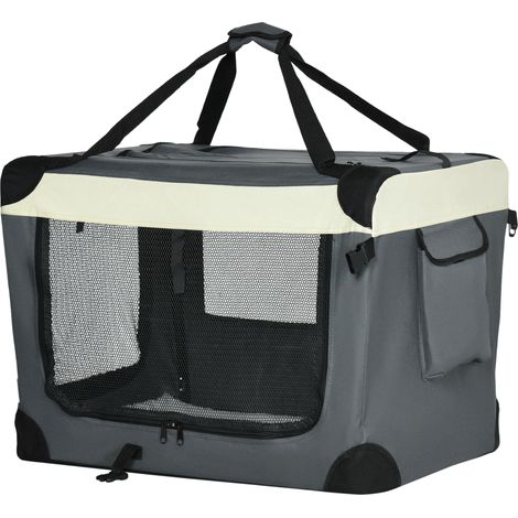 70cm Foldable Pet Carrier, with Cushion, for Small Dogs Cats - Grey (1/5)