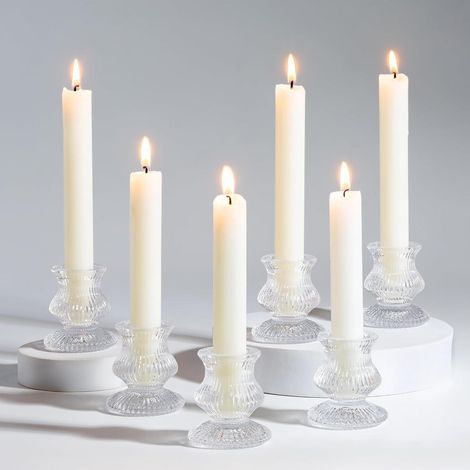 Kerzenständer Glas Stabkerzenhalter Set Hochzeit 10 Transparent (1/5)