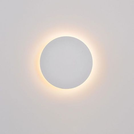 Applique murale d'intérieur – Applique LED ronde – Applique murale filaire en ciment au design minimaliste et plat – Applique moderne pour couloir, chambre et salon – 10 W, 3 000 K, blanc chaud – Blan