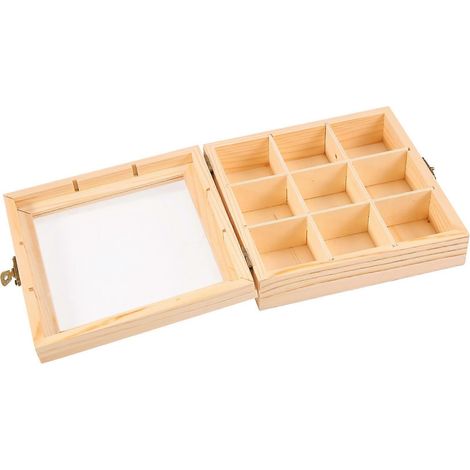 Aufbewahrungsbox aus Holz für Teebeutel und Schmuck, mit 9 Fächern (1/5)