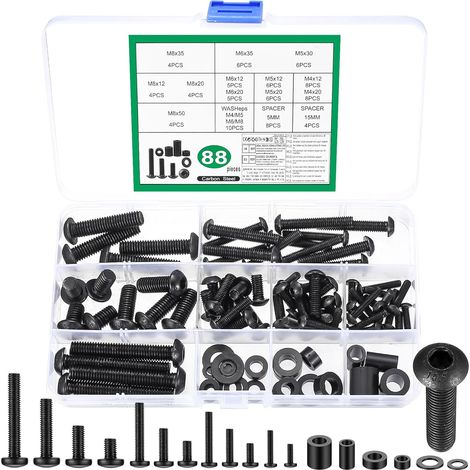 88 PcsVis VESA, Kit de Vis de Montage TVs, Kit de Matériel de Montage TV Universel Boulons, M4 M5 M6 M8 Vis de Fixation Murale TV pour Supports Muraux TVs Téléviseurs Moniteur Jusqu'à 80" (1/5)