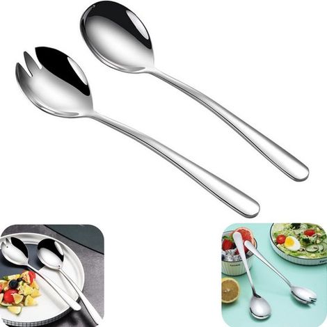 Couverts de service lot de 2 - cuillères à salade et louches en métal, argent (1/5)