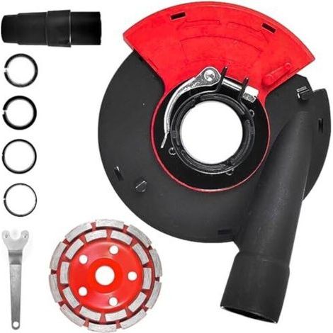 Hotte d'aspiration professionnelle pour meuleuses d'angle de 125 mm - aspiration et collecte des poussières, hotte pour ponceuses à sol et à béton, hotte de protection contre la poussière pour fraiseu (1/5)