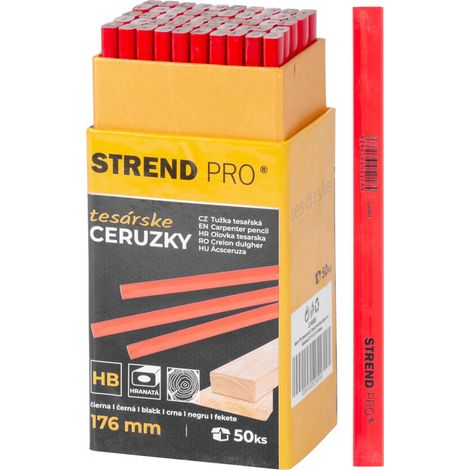 Bleistift Strend Pro, Zimmermannsbleistift, 176 mm, eckig, schwarze Mine, Sellbox 50 Stk.