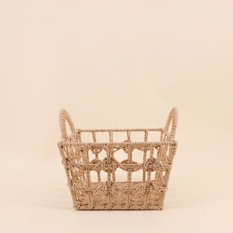 Panier avec poignées tressé naturel 25x25cm