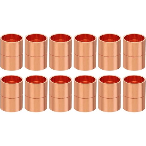 8pcs Manchons à Souder en Cuivre, 15mm Raccords de Couplage Tuyau, Raccord Tuyauterie Droit pour Raccordements Plomberie HVAC Climatisation Chauffage Réseaux, Épaisseur 1mm - (1/5)