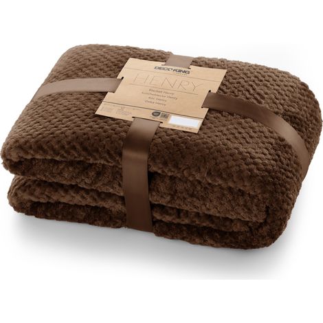 DecoKing- Coperta Matrimoniale in Microfibra, Pile Morbido, Tessuto, 220 x 240 cm, Marrone (1/5)