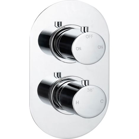 Signature Reflex Thermostatic 2 Outlet Concealed Shower Valve Double Handle - Chrome (1/2)