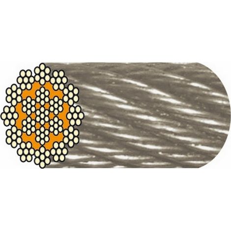 Cable extra souple 7x19 inox A4 anti-giratoire pour treuil - Diamètre: 6